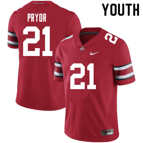 Ohio State Buckeyes Evan Pryor Youth #21 Red Authentic Stitched College Football Jersey